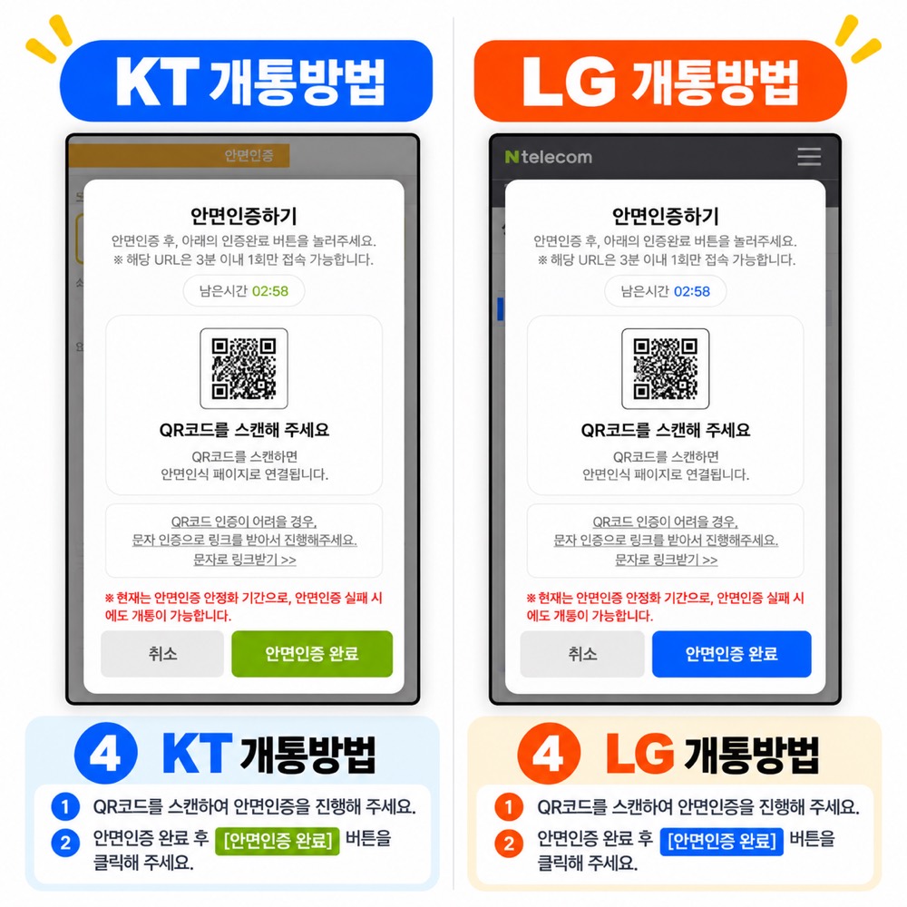 QR코드를 스캔해 안면인증을 진행하는 화면